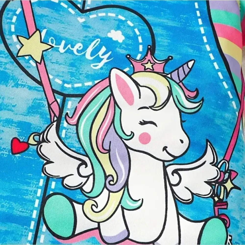 Girl's rainbow Unicorn striped dress